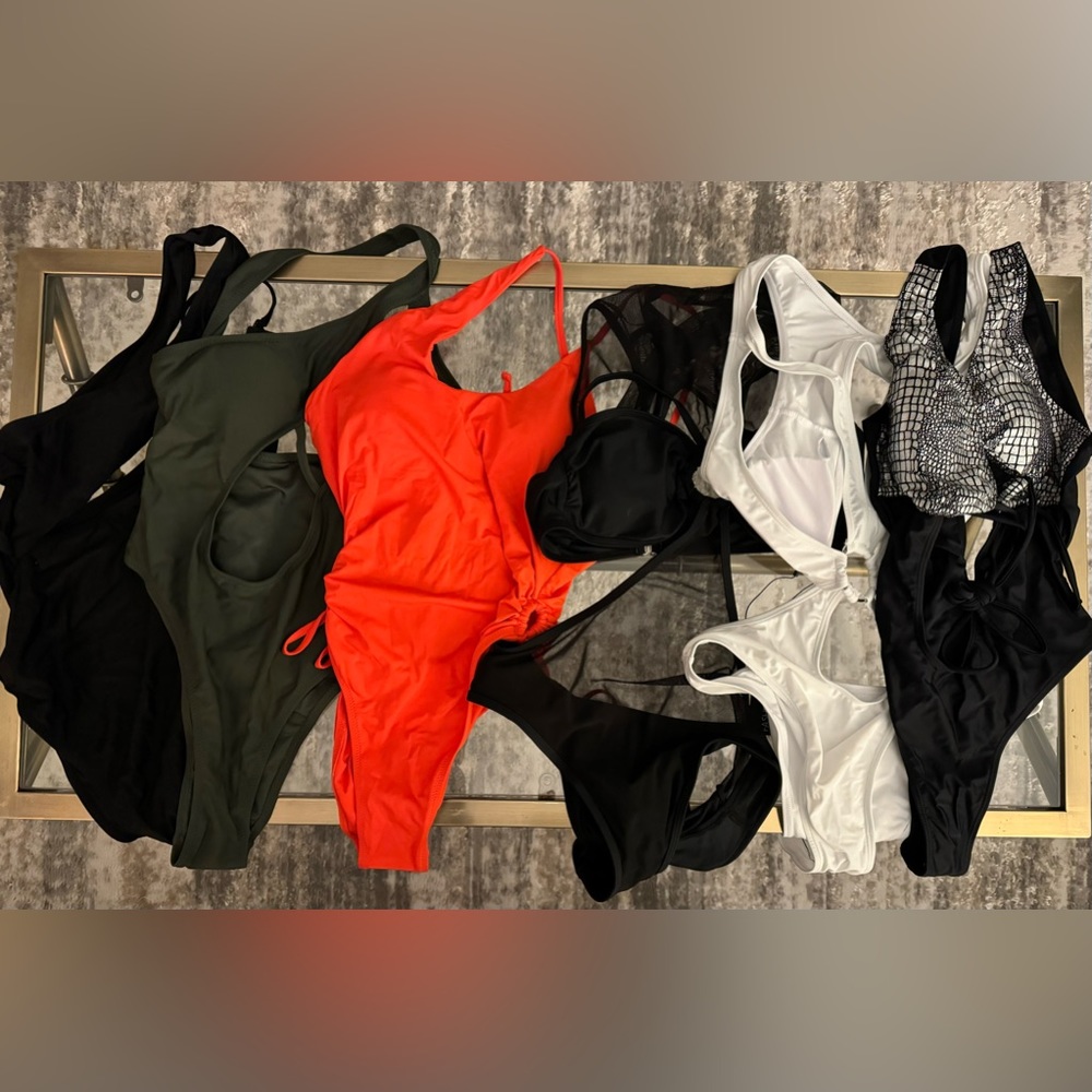 LOT of 6 one piece bathing suits swimwear from Fashion Nova sexy cut out shine
